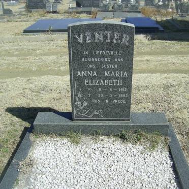 VENTER Anna Maria Elizabeth 1912-1982