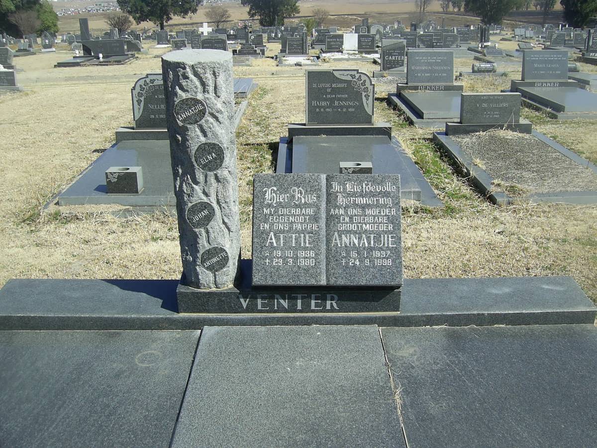 VENTER Attie 1936-1980 &amp; Annatjie 1937-1998
