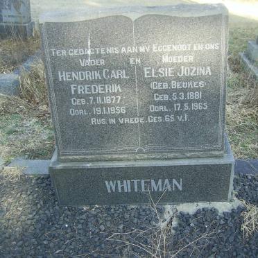 WHITEMAN Hendrik Carl Frederik 1877-1956 &amp; Elsie Jozina BEUKES 1881-1965