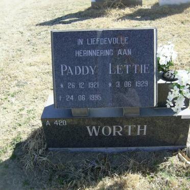WORTH Paddy 1921-1995 &amp; Lettie 1929-