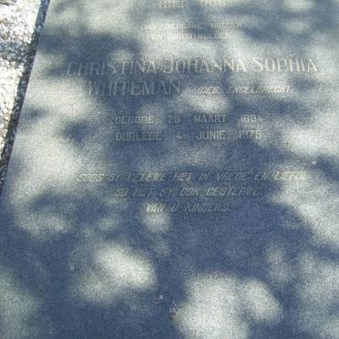 WHITEMAN Christina Johanna Sophia nee ENGELBRECHT 1894-1979