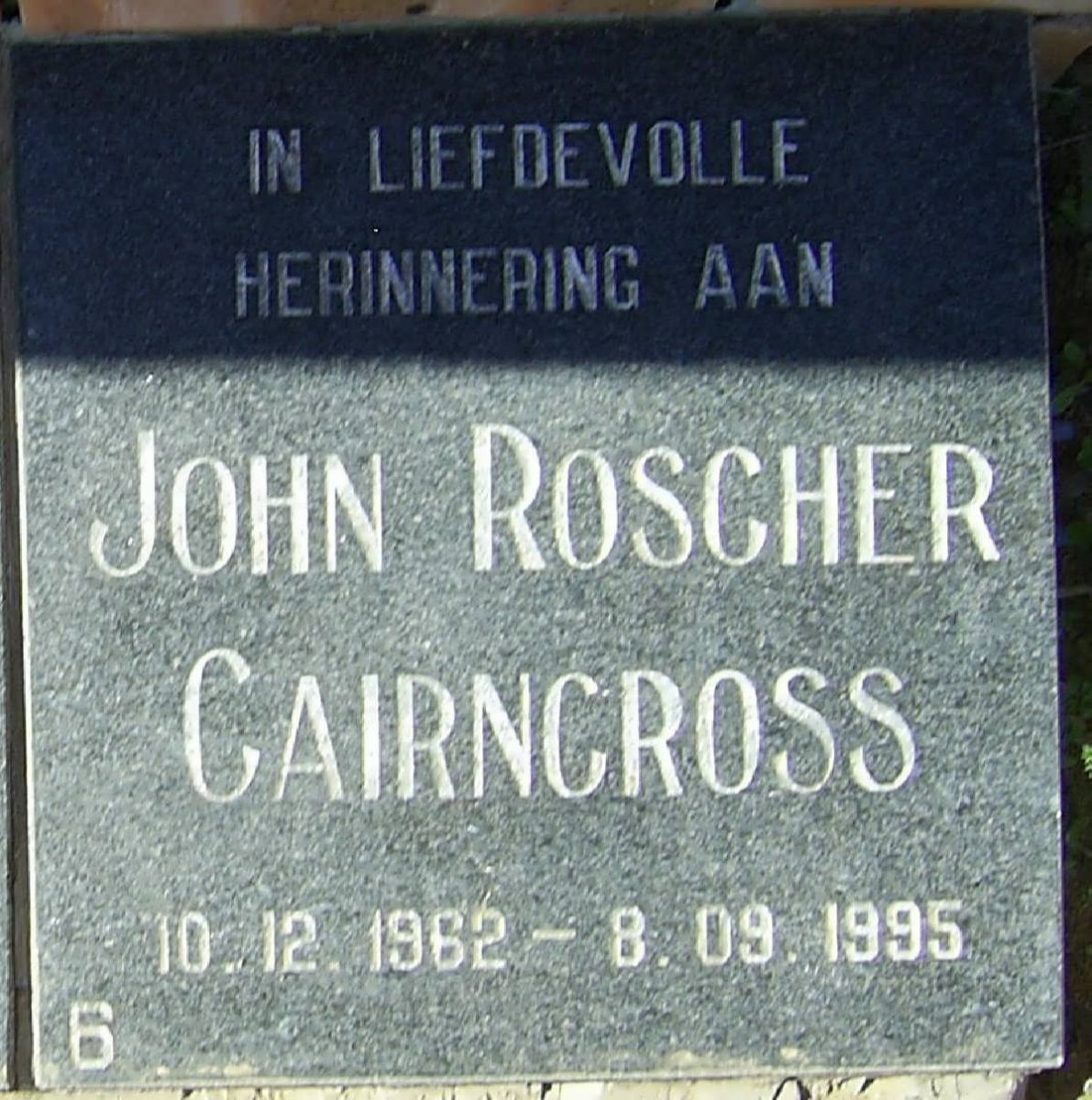 CAIRNCROSS John Roscher 1962-1995