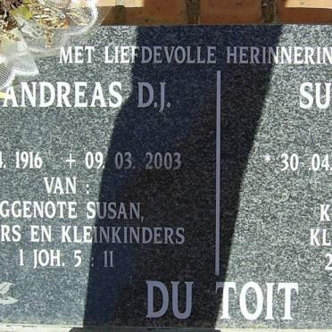 TOIT Andreas D.J., du 1916-2003 &amp; Susanna E. GENIS 1924-2004
