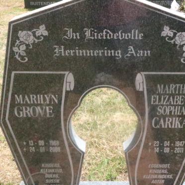 CARIKAS Martha Elizabeth Sophia 1947-2011 :: GROVE Marilyn 1968-2008