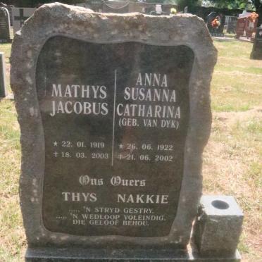 CALITZ Mathys Jacobus 1919-2003 &amp; Anna Susanna Catharina VAN DYK 1922-2002