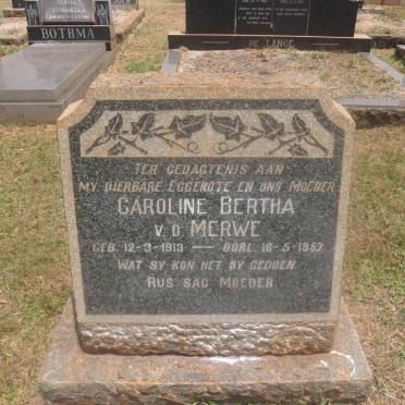 MERWE Caroline Bertha, v.d. 1913-1957