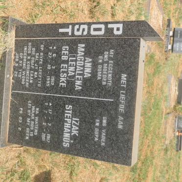 POST Izak Stephanus 1917-2001 &amp; Anna Magdalena ELSKE 1912-1995