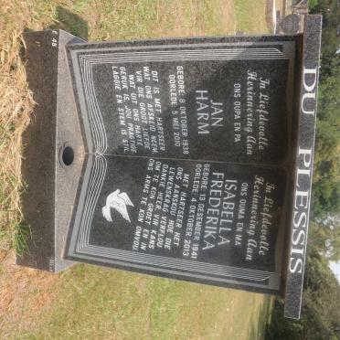 PLESSIS Jan Harm, du 1938-2010 &amp; Isabella Frederika 1941-2013