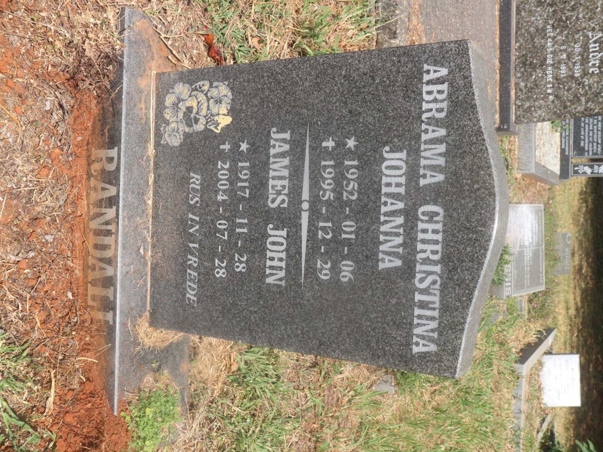 RANDALL James John 1917-2004 :: RANDALL Abrama Christina Johanna 1952-1995