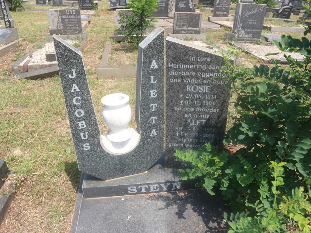 STEYN Jacobus 1914-1991 &amp; Aletta 1920-2006