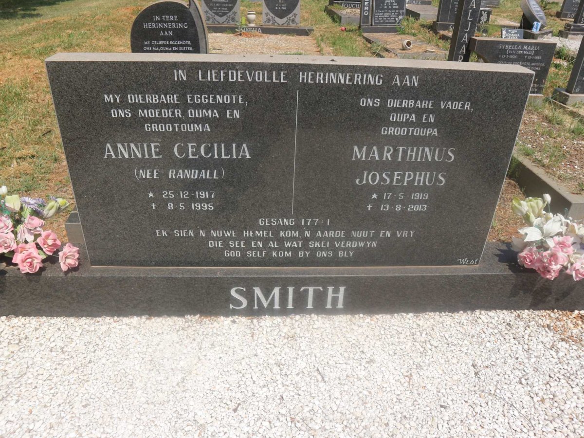 SMITH Marthinus Josephus 1919-2013 &amp; &amp; Annie Cecilia RANDALL 1917-1995