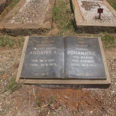 VENTER Andries A. 1910-1973 &amp; Johanna C. MARAIS 1903-1964