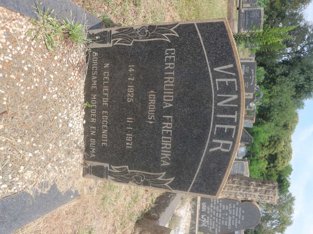 VENTER Gertruida Fredrika nee CROUS 1925-1971