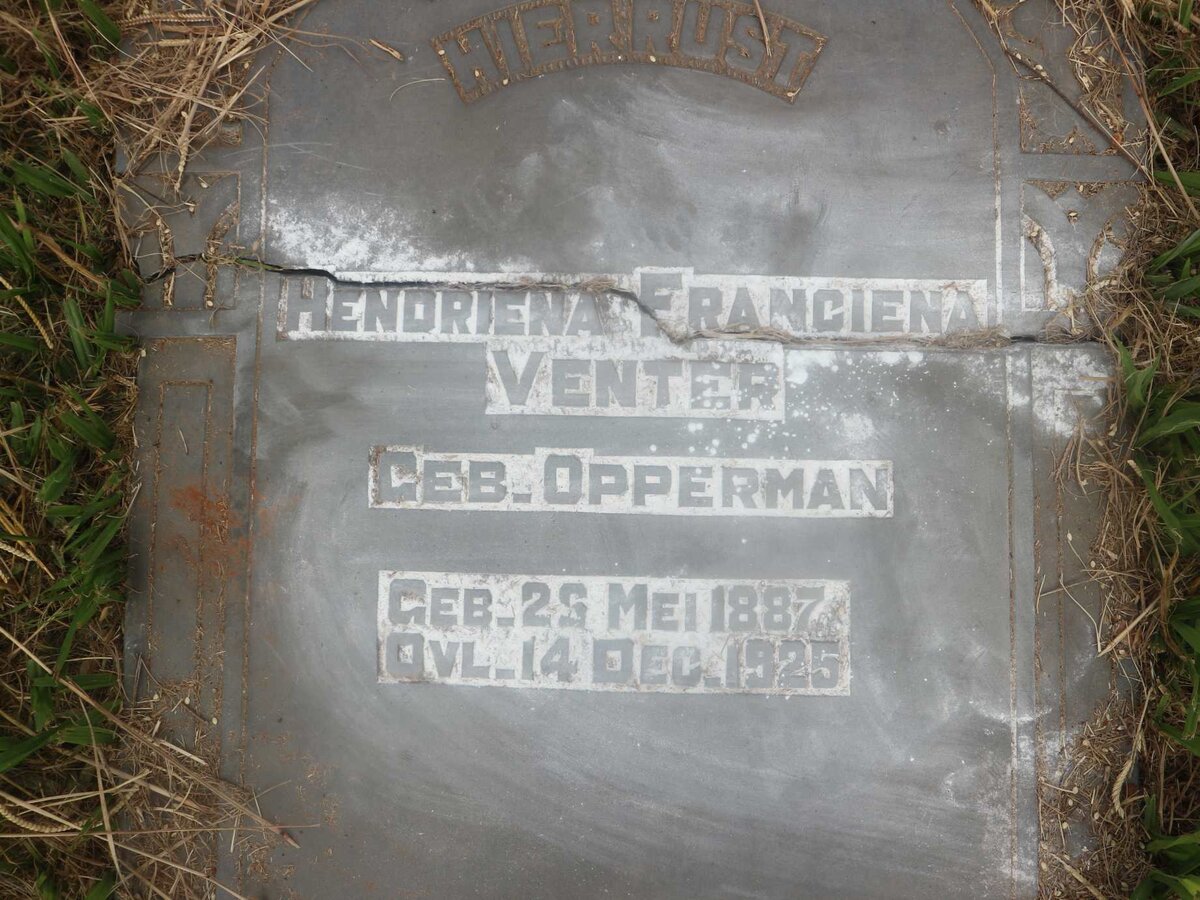 VENTER Hendriena Franciena nee OPPERMAN 1887-1925