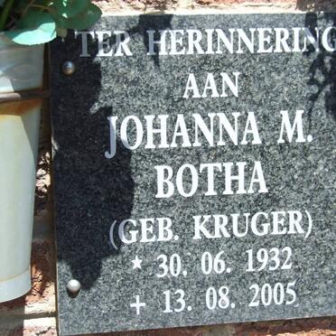 BOTHA Johanna M. nee KRUGER 1932-2005