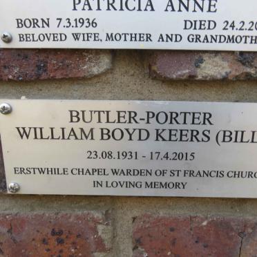 PORTER William Boyd Keers, BUTLER 1931-2015
