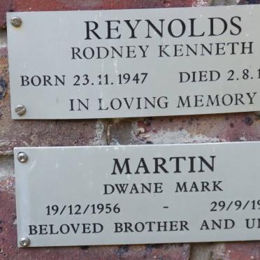 REYNOLDS Rodney Kenneth 1947-1995 :: MARTIN Dwane Mark 1956-1984