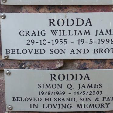 RODDA Craig William James 1955-1998 :: RODDA Simon Q. James 1959-2003