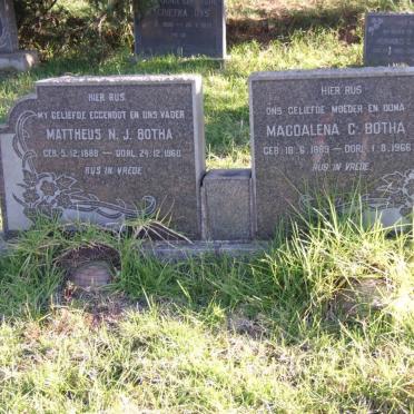 BOTHA Mattheus N.J. 1888-1960 &amp; Magdalena C. 1889-1966 