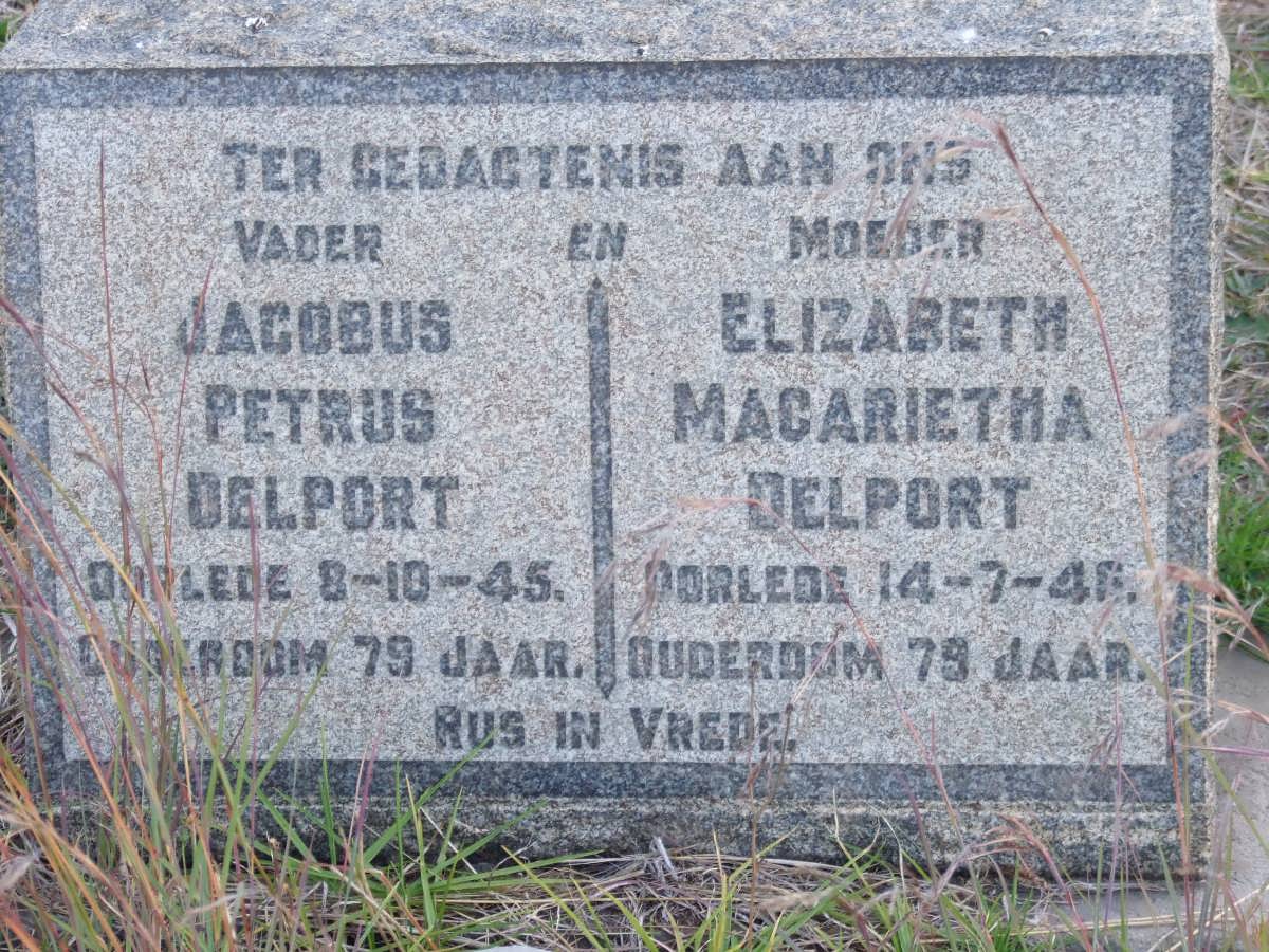 DELPORT Jacobus Petrus -1945 &amp; Elizabeth Magarietha -1946