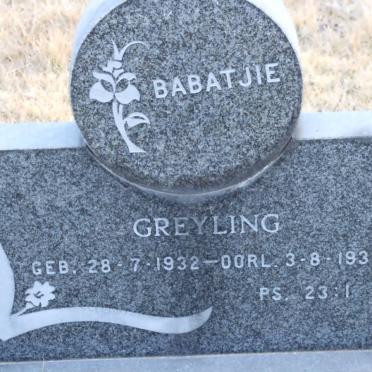 GREYLING Babatjie 1932-1932