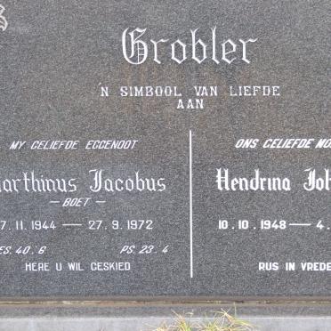 GROBLER Marthinus Jacobus 1944-1972 &amp; Hendrina Johanna 1948-1999