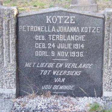 KOTZE Petronella Johanna nee TERBLANCHE 1914-1936