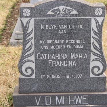 MERWE Catharina Maria Francina, v.d. 1909-1971