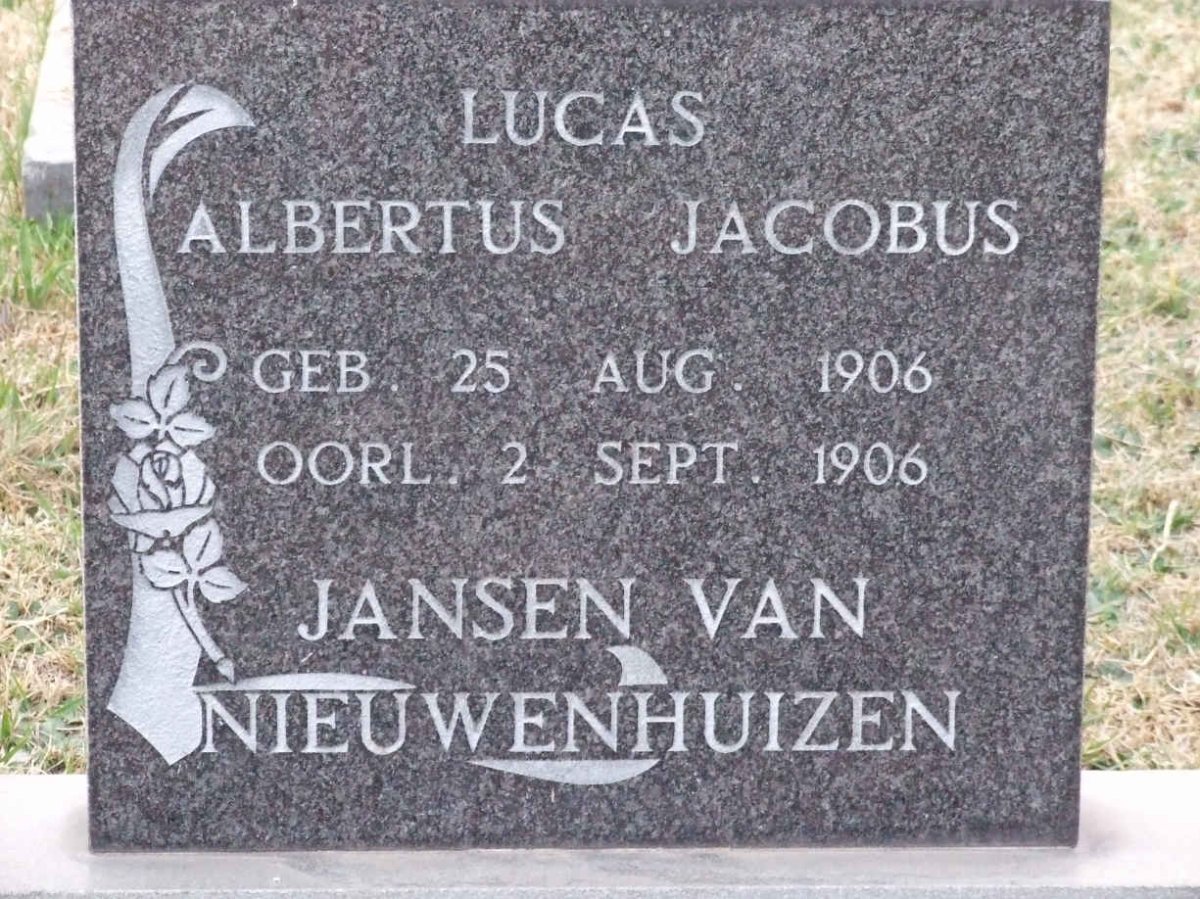NIEUWENHUIZEN Lucas Albertus Jacobus, Jansen van 1906-1906