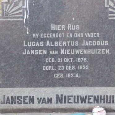 NIEUWENHUIZEN Lucas Albertus Jacobus, Jansen van 1878-1939