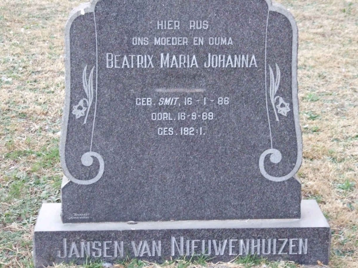NIEUWENHUIZEN Beatrix Maria Johanna, Jansen van nee SMIT 1886-1969