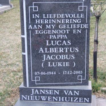 NIEUWENHUIZEN Lucas Albertus Jacobus, Jansen van 1944-2003