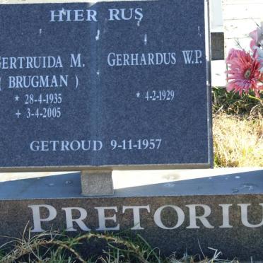 PRETORIUS Gerhardus W.P. 1929- &amp; Gertruida M. BRUGMAN 1935-2005