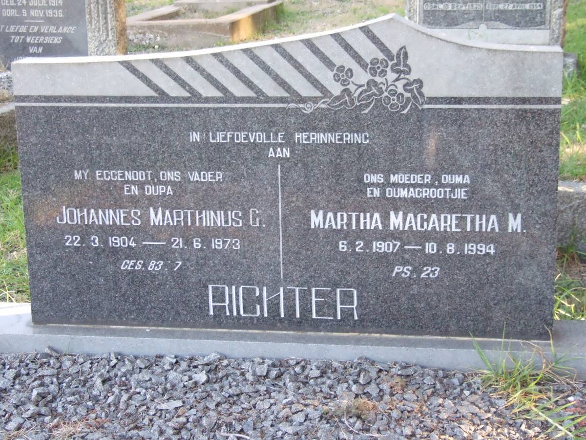 RICHTER Johannes Marthinus G. 1904-1973 &amp; Martha Magaretha M. 1907-1994