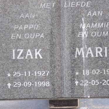 SWANEPOEL Izak 1927-1998 &amp; Marie 1932-2001