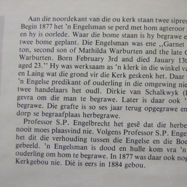 3. The history on Garnet Hamilton WARBURTON