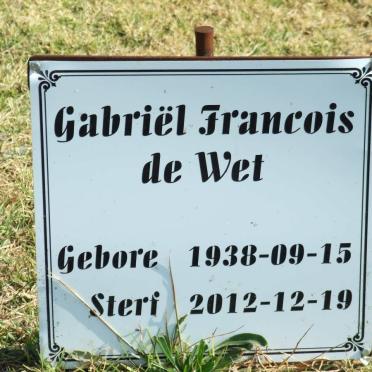 WET Gabriël Francois, de 1938-2012
