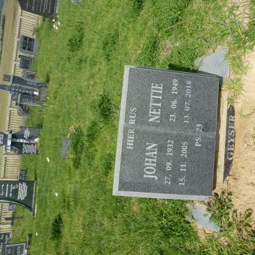 GEYSER Johan 1932-2005 &amp; Nettie 1949-2018