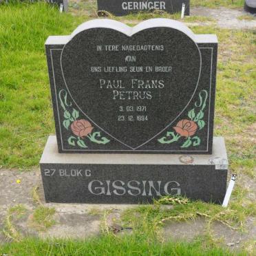 GISSING Paul Frans Petrus 1971-1994