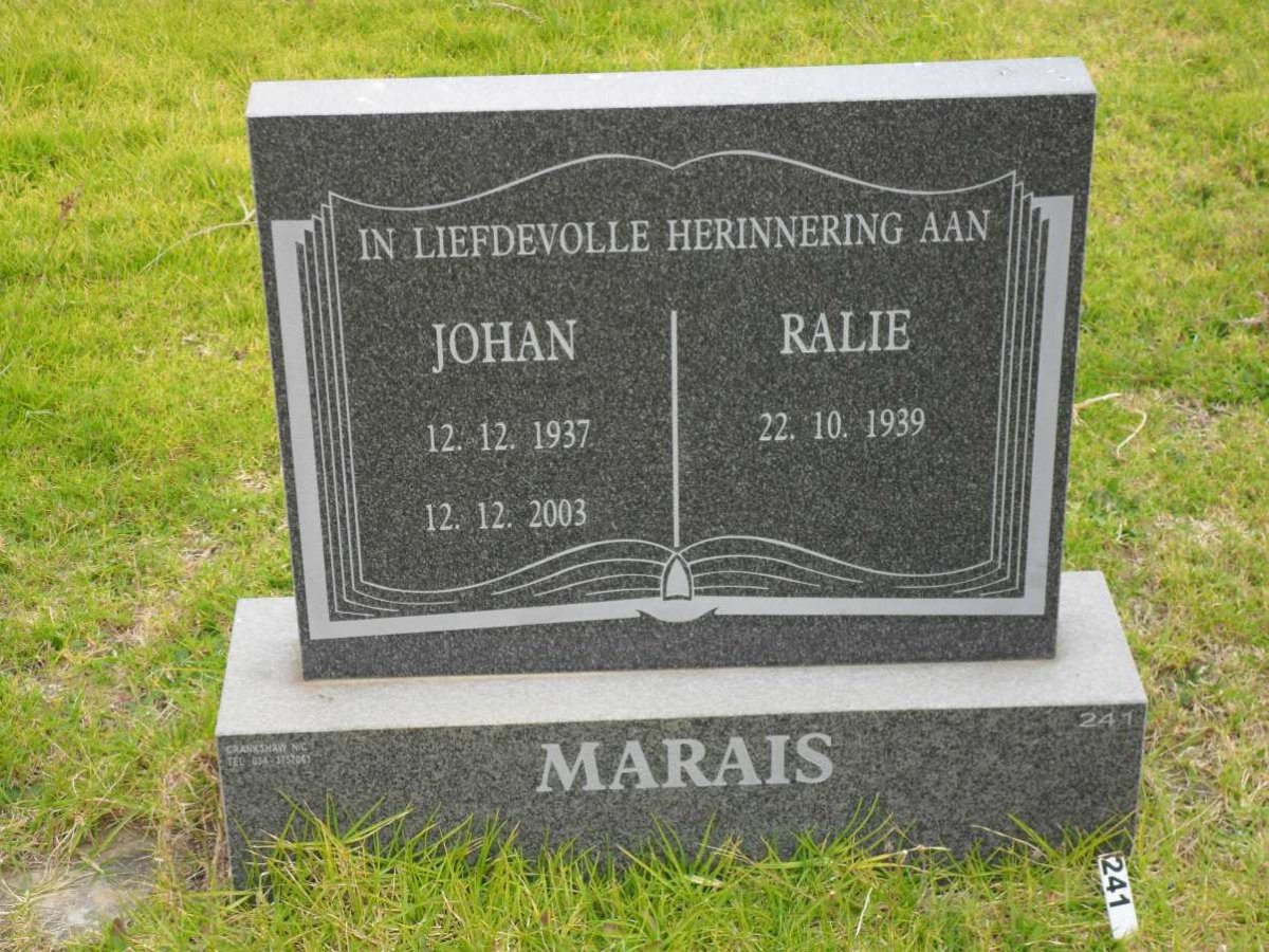 MARAIS Johan 1937-2003 &amp; Ralie 1939-