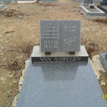 ASWEGEN Aletta M.C.M., van 1918-1981