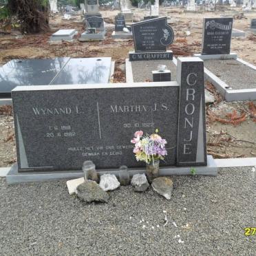 CRONJE Wynand L. 1918-1982 &amp; Martha J.S. 1922-