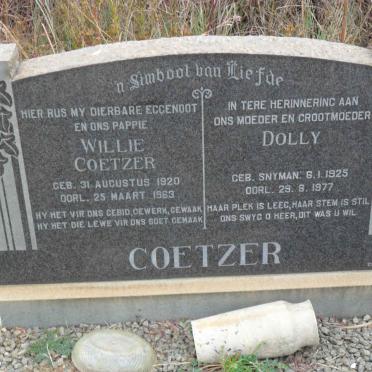 COETZER Willie 1920-1963 &amp; Dolly SNYMAN 1925-1977