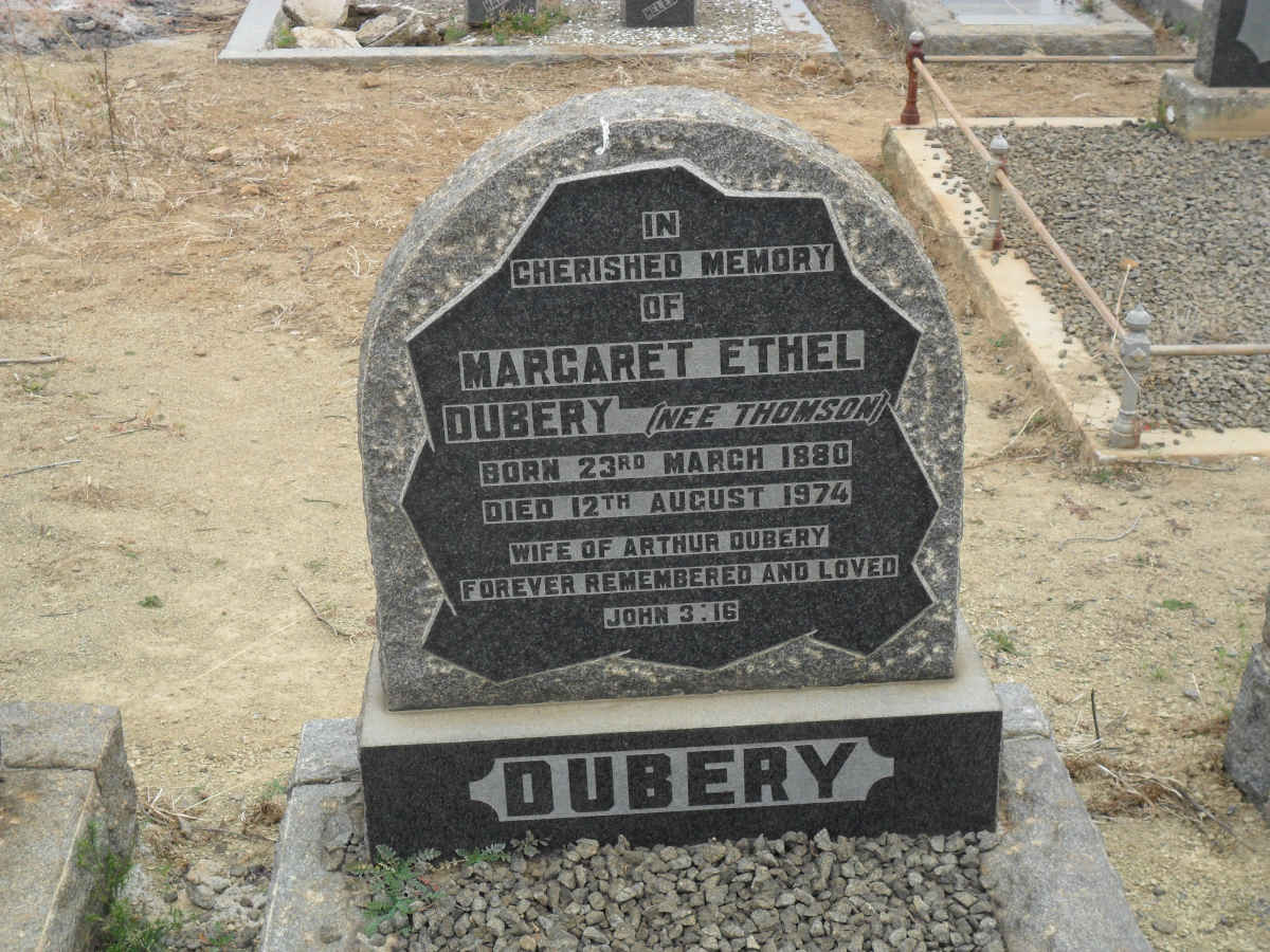 DUBERY Margaret Ethel nee THOMSON 1880-1974