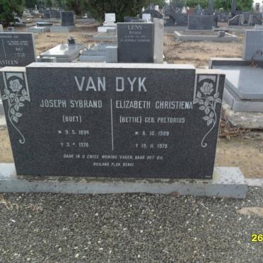 DYK Joseph Sybrand, van 1894-1978 &amp; Elizabeth Christiena PRETORIUS 1909-1978