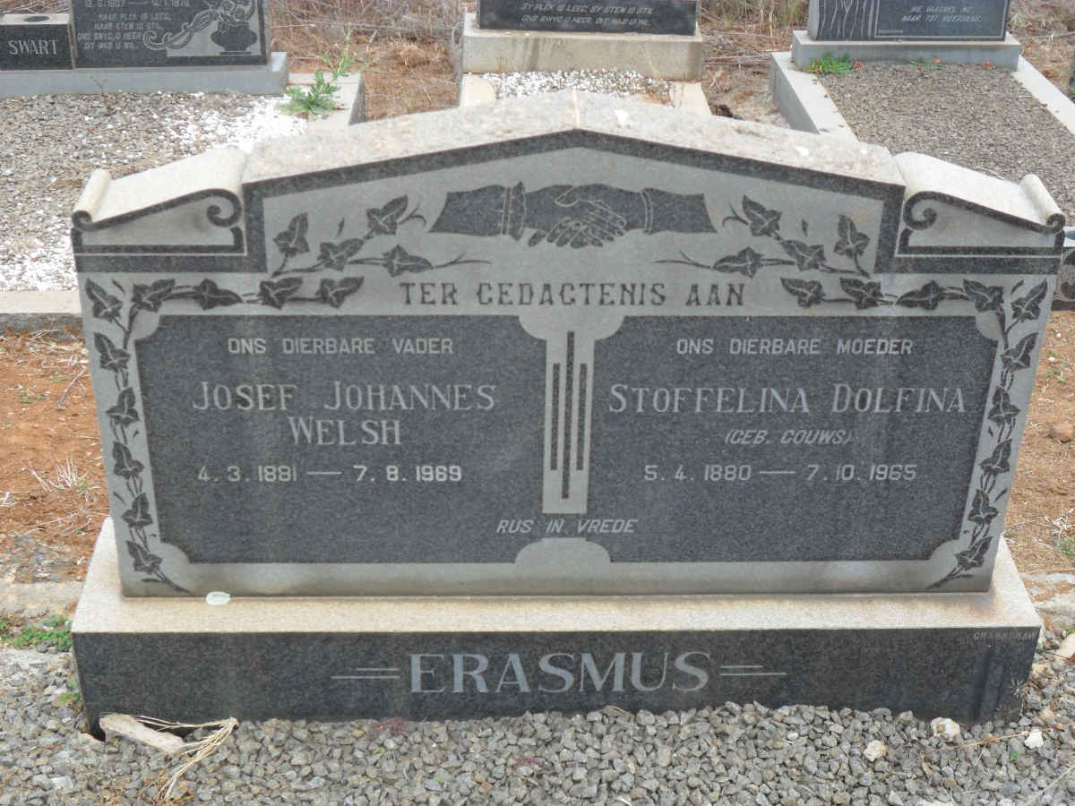 ERASMUS Josef Johannes Welsh 1881-1969 &amp; Stoffelina Dolfina GOUWS 1880-1965