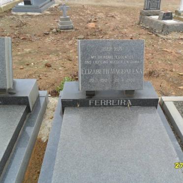 FERREIRA Elizabeth Magdalena 1910-1980