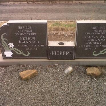 JOUBERT Petrus Johannes 1922-1988 &amp; Aletta Sophia Johanna 1926-2002