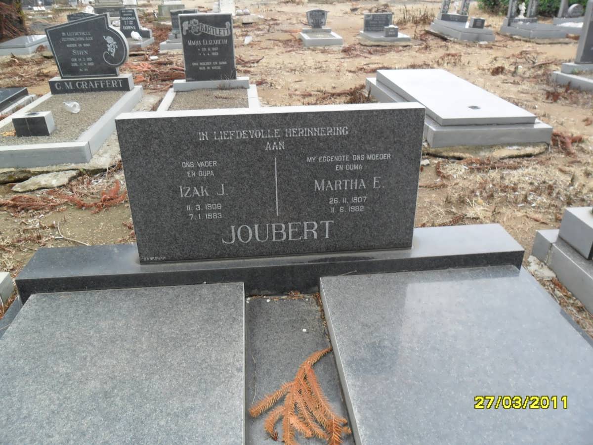 JOUBERT Izak J. 1906-1983 &amp; Martha E. 1907-1982
