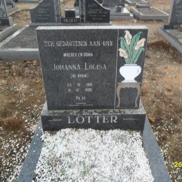 LÖTTER Johanna Louisa nee DE BRUIN 1916-1995